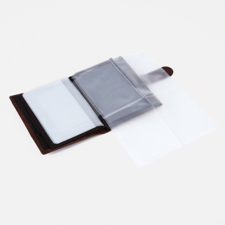Male purse on the button, 3 in 1, for auto documents, passports, cards, bills, brown color-5
