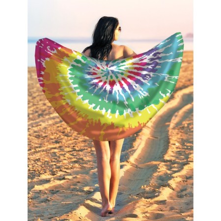 Pareo and beach rug "Colorful whirlwind", D = 150 cm