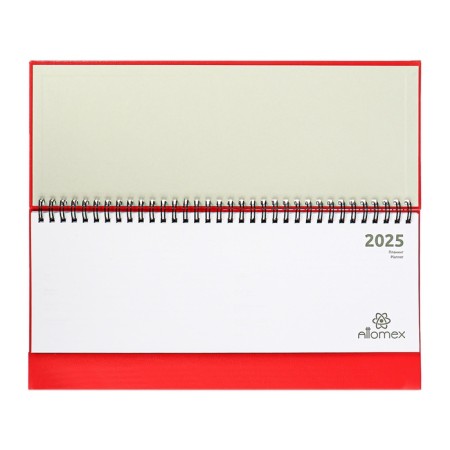 Dated planing 2025, 294 x 142mm 64 sheets, Attomex Orion, solid cover, boumvinyl with foam, foil embossing, block 70, red-4