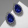 Earrings with rhinestones "Sea radiance", blue color in black silver