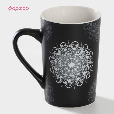 Porcelain shade mug "Mandala", 380 ml, white pattern-1