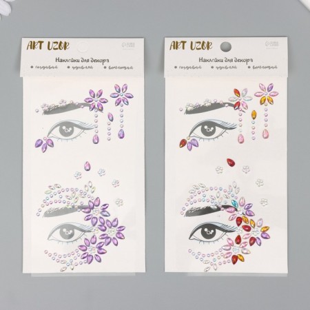 Stick plastic rhinestones "Flower patterns and tears-strata" mix 10x19 cm