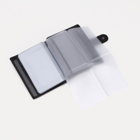 Male purse on the button for auto documents and passports, black color-6