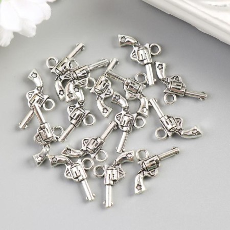Decor for creativity Metal "Revolver with a drum" silver 1.4x2 cm-1