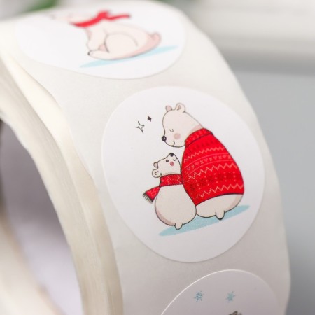 Stick Paper "White bears" d = 2.5 cm 500 pcs in a roll 3x6.5x6.5 cm-3