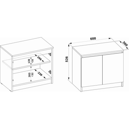 Tumba "TP-11", 600 × 360 × 526 mm, white color-2