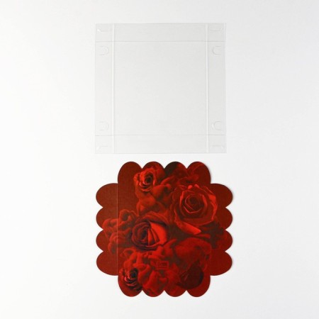 Cookie box, confectionery packaging with PVC lid, "roses", 13 x 13 x 3 cm-5