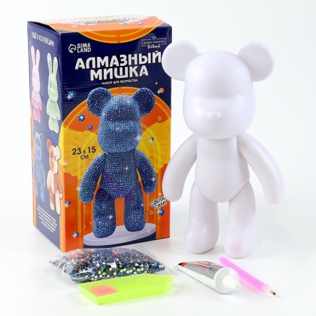 Diamond mosaic on a figure with a complete filling "Bear", blue-4