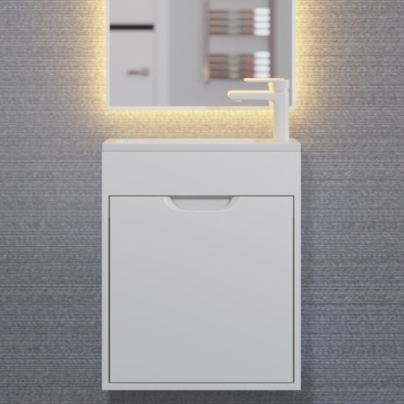 Tumbling under the Uperwood Modul sink, 50 cm, suspended, matte, white-1