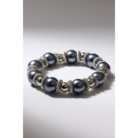Bracelet Pearl "Bead" ball No. 10, gray color in silver, d = 6 cm-2