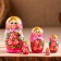 Nesting doll "rose", pink dress, 5 puppet, 10 cm
