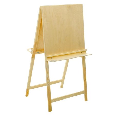 Molbert Type "Clap", bilateral, 120 x 60 x 65 cm, tablet 60 x 60 cm, shelf with two cup holders, unpainted wood, calligrata-6