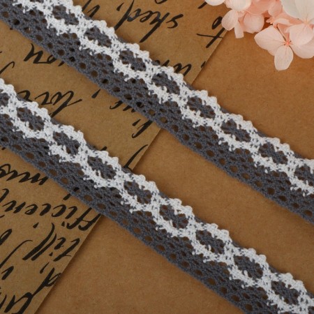 Knitted lace, 20 mm × 2.7 ± 0.5 m, white/gray color-1