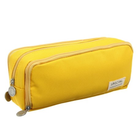 School pencil case on the zipper 3-section, yellow-1