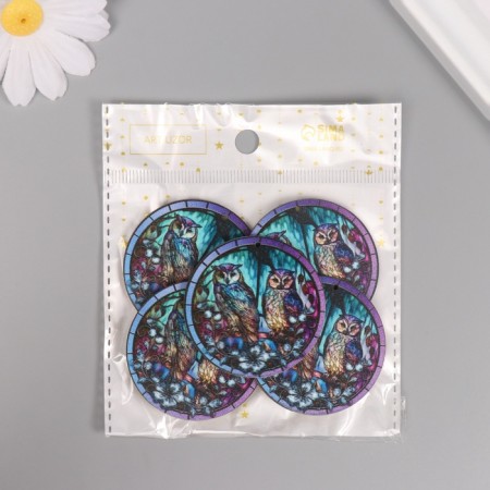 Decor for creativity Two Owls in the Night Forest "4.6x4.6x0.3 cm-3