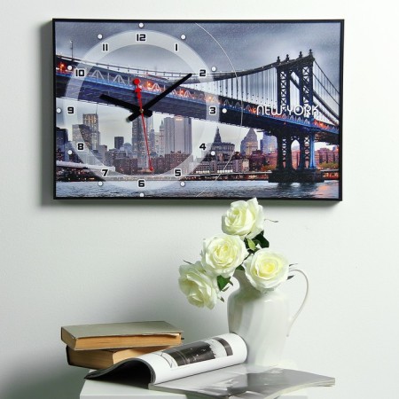 Carting clock, interior "Brooklyn bridge", smooth move, 57 x 35 x 4 cm-1