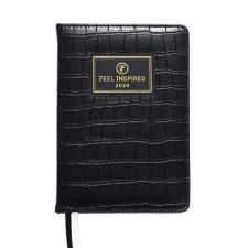 Dated diary 2024 A5 176 sheets, Devente.grande, firm artificial leather cover, stamping foil, lies, cream block 70 g/m2, black