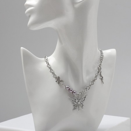 Piece "Butterfly" beads, color silver, 40 cm-1