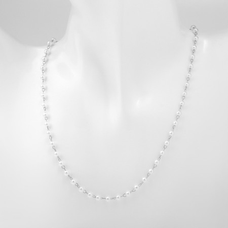 Beads with pearls "Olympia" trio, color silver, 45cm