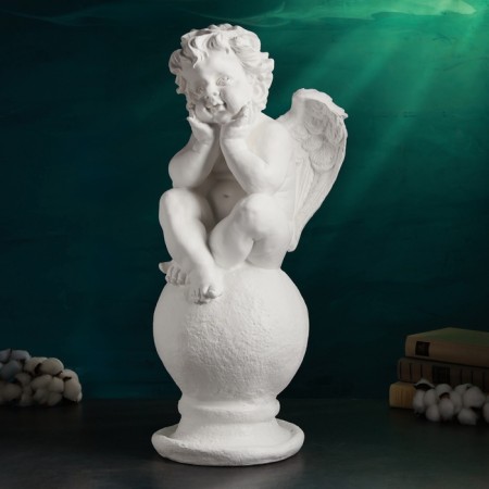 Figure "Angel on the ball" Big white 26x27x64cm-4