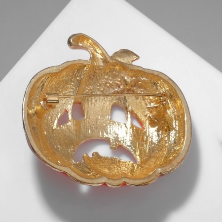 Brooch "Pumpkin" is sad, black-orange color in gold-1