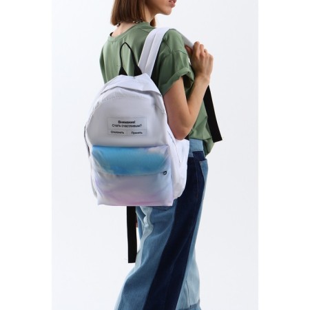 School youth backpack, lightning department, n/pocket, "happiness", white, 33x13x37-10
