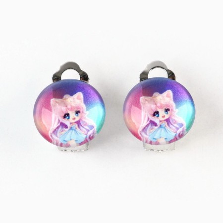 Earrings Clips "Anime", 1 x 1.4 x 1.8 cm-2