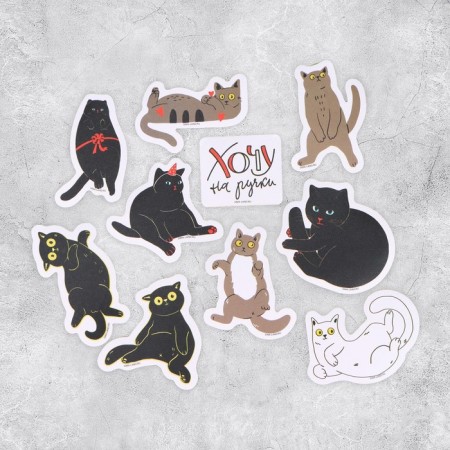 A set of paper stickers "Cat", 10 pcs