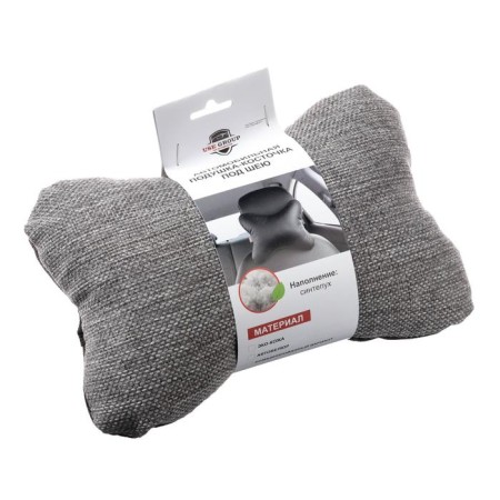 Car bone pillow, on the headrest, flax, gray, 16x24 cm-4
