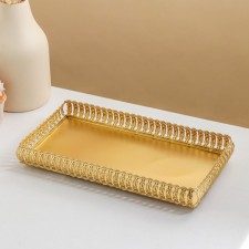 Lonardo tray, 28 × 14.5 × 3.5 cm, rectangular, gold color