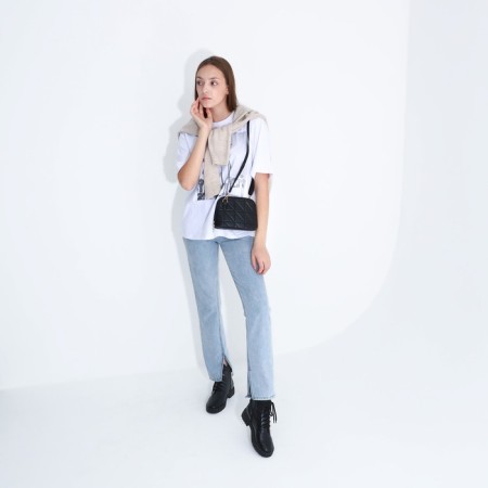 Bag Cross-Bodi with a zipper, black color-7