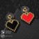 Earrings Assorted "hearts" pixels, red-black color in gold
