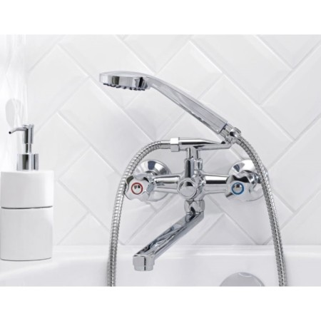 Bath mixer "RMS" SL116-140, spout 350 mm, shower set, zinc, chromium-1