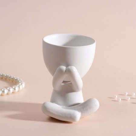 Interior subject "Mr. Green" A lover of silence 9.8*6.7*8 White ceramics-4