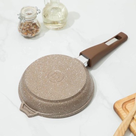 Granite Brown pan, d = 18 cm, anti -stick coating, removable pen, mix color-2