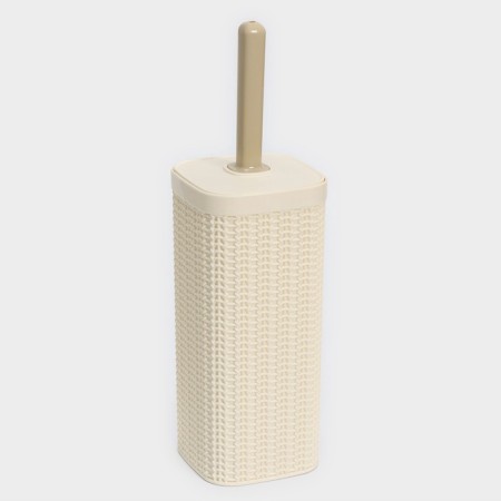 Set for the bathroom 7 objects: basket 4 pcs, basket for linen, bucket for garbage, ruff, beige color-4