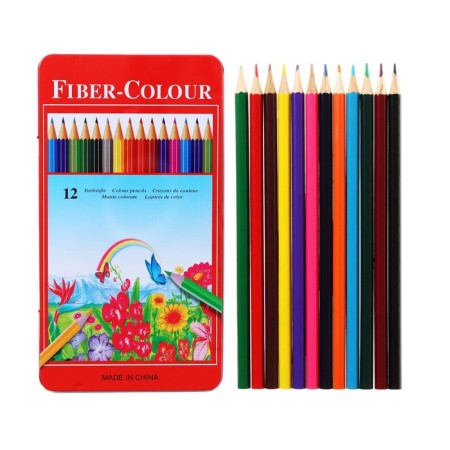 Pencils are colored, in a metal pencil case, 12 colors, sharpened-1