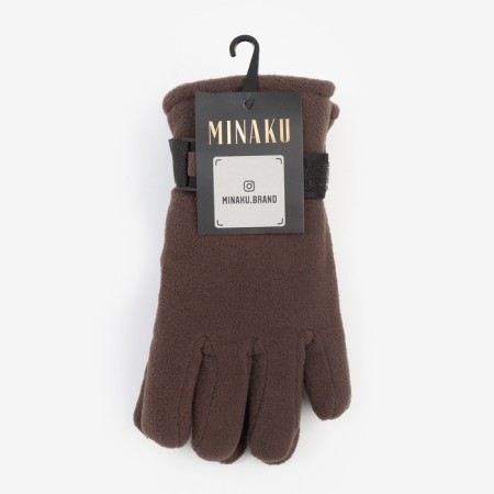 Women's gloves minku, two -layer, col. brown, rr 24 cm-3
