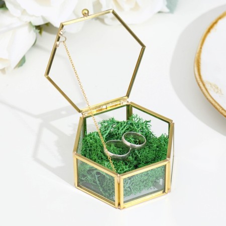 Casket for the rings "hexagon", 8x7x4 cm, glass
