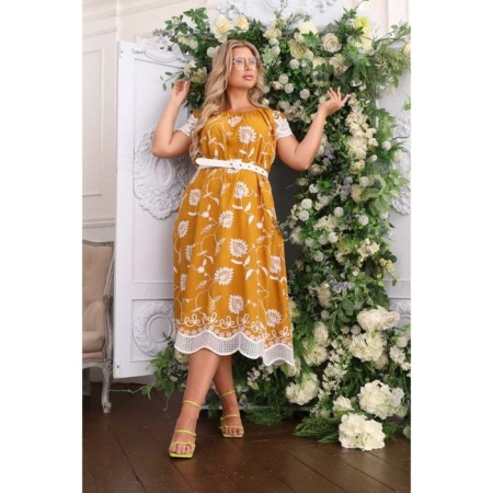 Women's dress, size 52, mustard color