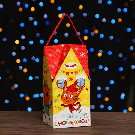 Gift folding box "Three cats" 10.5 x 10.5 x 21.5 cm