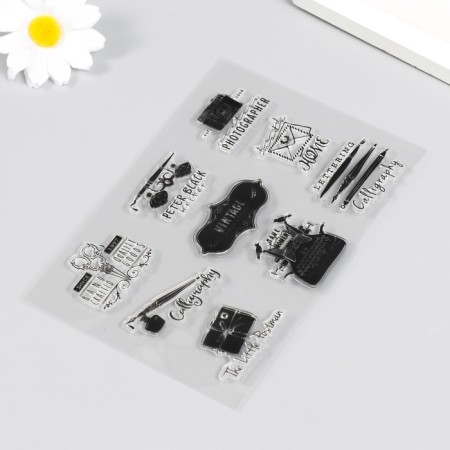Stamp for creativity Silicon "Vintage Calligraphy" 16x11 cm-1