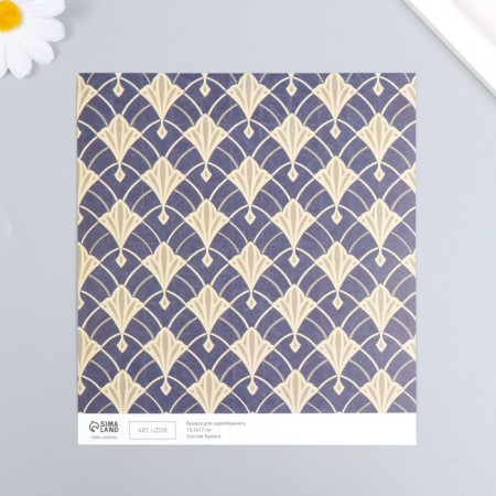 Scrapbooking paper bilateral "Versailles and rhombus gold" density 180 g 15.5x17 cm-4