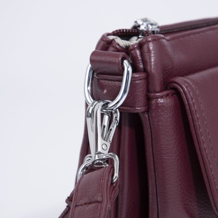 Cross-Bodi bag with zipper, burgundy color-4
