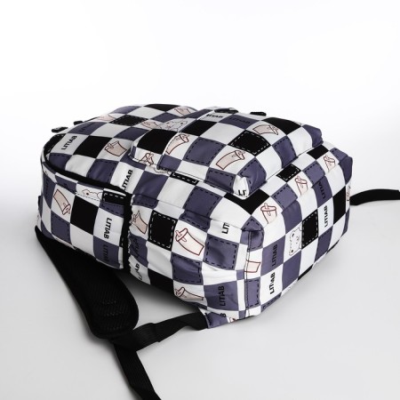 Youth backpack from textiles, 3 pockets, gray/black color-4