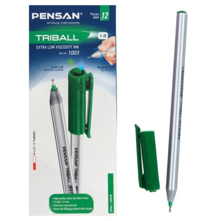 Ballpress Pensan Triball, node-igla 1.0 mm, three-sided, green ink-1