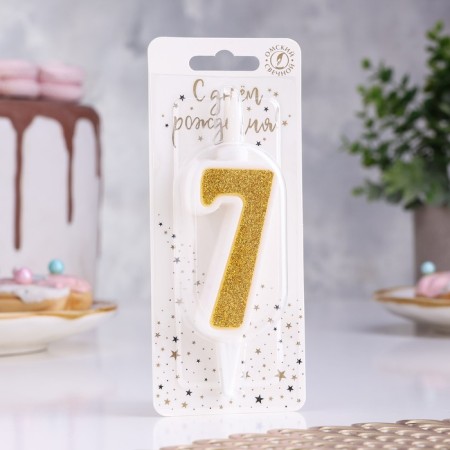 Candle for Cake "Super Blood", 10.4 cm, number "7", gold sparkle-1