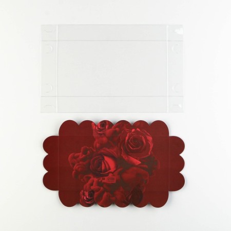 Cookie box, confectionery packaging with PVC lid, "roses", 10.5 x 21 x 3 cm-5