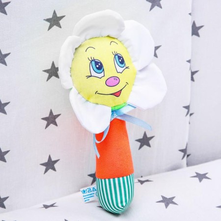 A rattle on the stick "Chamomile", color mix-1