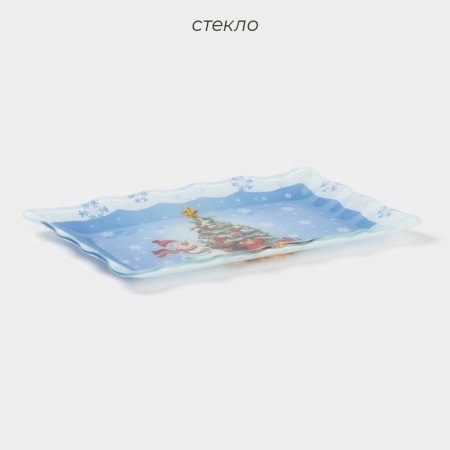Glass rectangular shade "Winter Fairy Tale", 24.6 × 14.7 cm-1